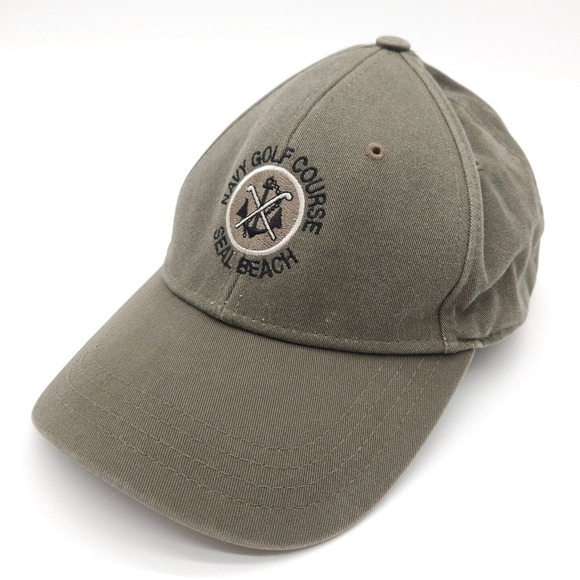 Navy Golf Course‎ Seal Beach Strapback Hat Baseball Dad Cap Gray Embroidered - Picture 1 of 7